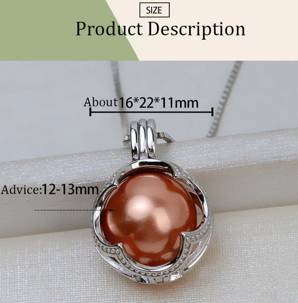 S925 sterling silver globe planet pendant female necklace 12-13mm cage DIY pearl pendant empty holder - pearl-shell