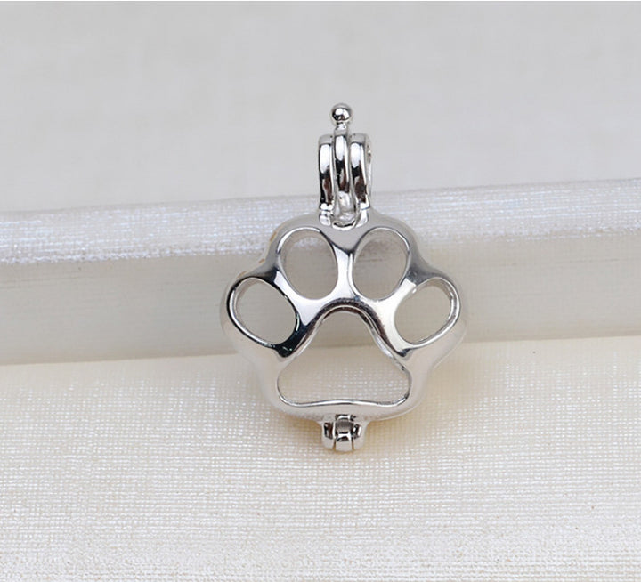 S925 sterling silver cat's paw pendant female necklace 8-10mm cage without hole pendant diy pearl jewelry accessories - pearl-shell