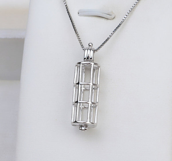 S925 sterling silver pagoda pendant female necklace pendant tide 6-6.5mm cage without holes pearl diy jewelry accessories - pearl-shell