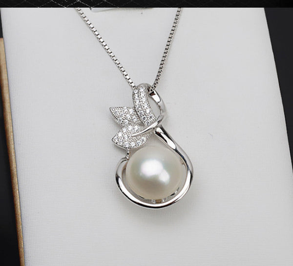 S925 sterling silver pendant female flower pendant personalized pendant 11-13mm pearl inlay empty holder - pearl-shell