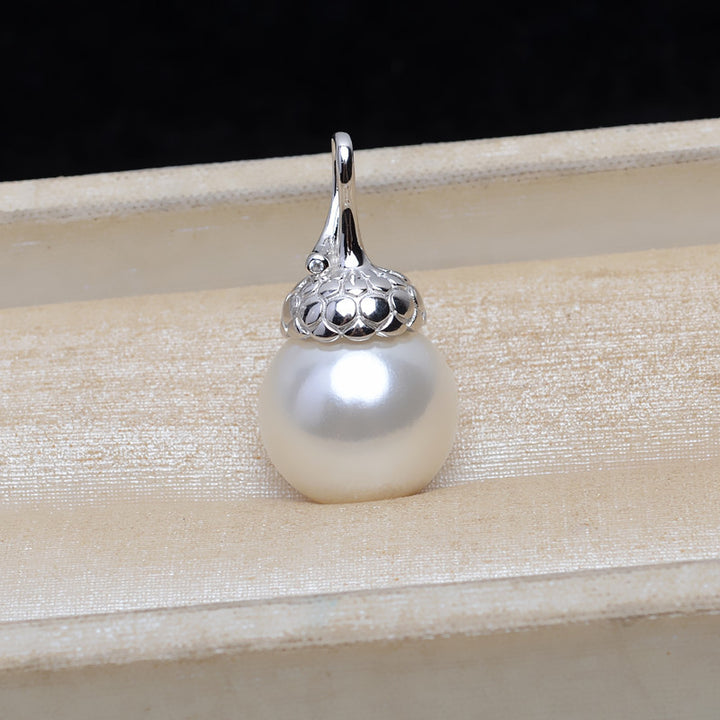 S925 sterling silver pendant handmade diy accessories pine cone wrapped head dangling head pendant necklace 12-16mm pearl empty holder - pearl-shell