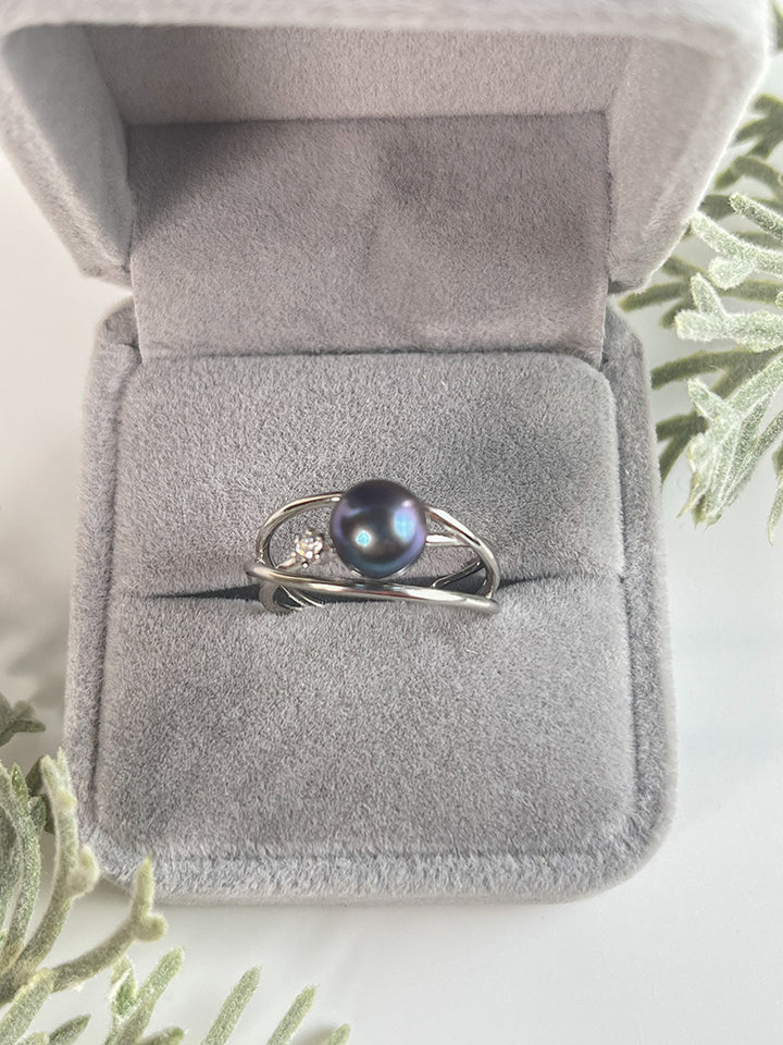 S925 Sterling silver Adjustable circles Ring holder - pearl-shell