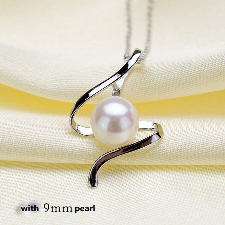 Rhodium-plated Pendant Accessory Pearl Holder with chain (Doesn't include pearl) - pearlsclam