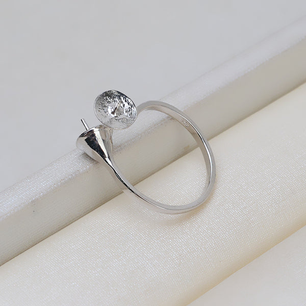 S925 Sterling silver Adjustable two pieces Ring holder 7#  (Doesn't include pearl) - pearlsclam