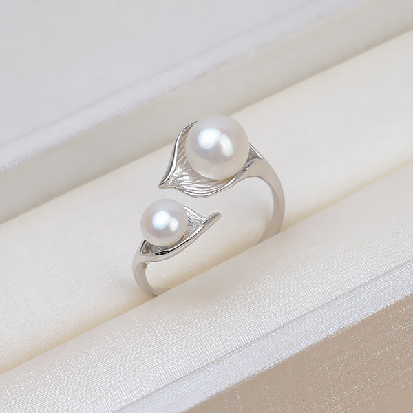 S925 Sterling silver Adjustable two pieces Ring holder 3#  (Doesn't include pearl) - pearlsclam
