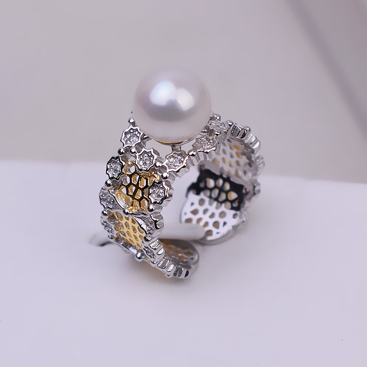 S925 Sterling silver Adjustable Victoria Ring holder (Doesn't include pearl) - pearlsclam