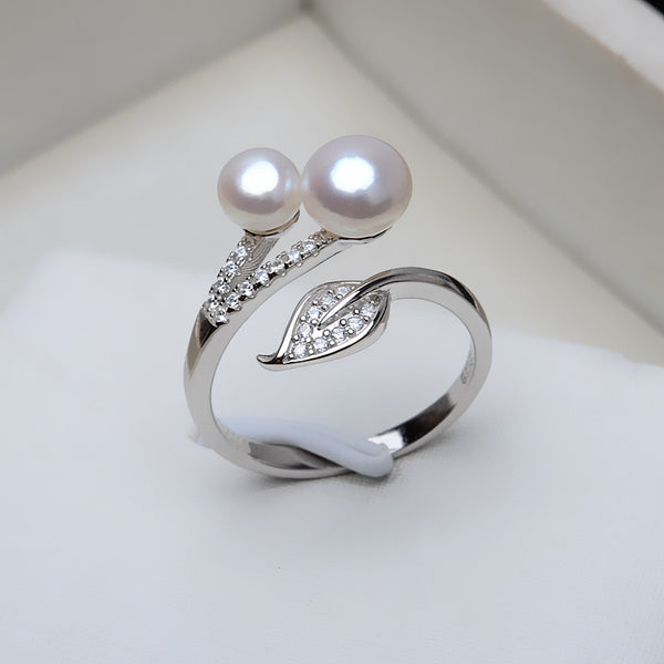S925 Sterling silver Adjustable two pieces Ring holder 10#  (Doesn't include pearl) - pearlsclam