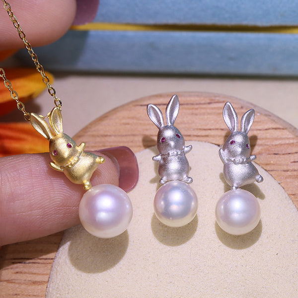 S925 sterling silver Dancing Bunny Pendant (Without the Pearl) - pearlsclam