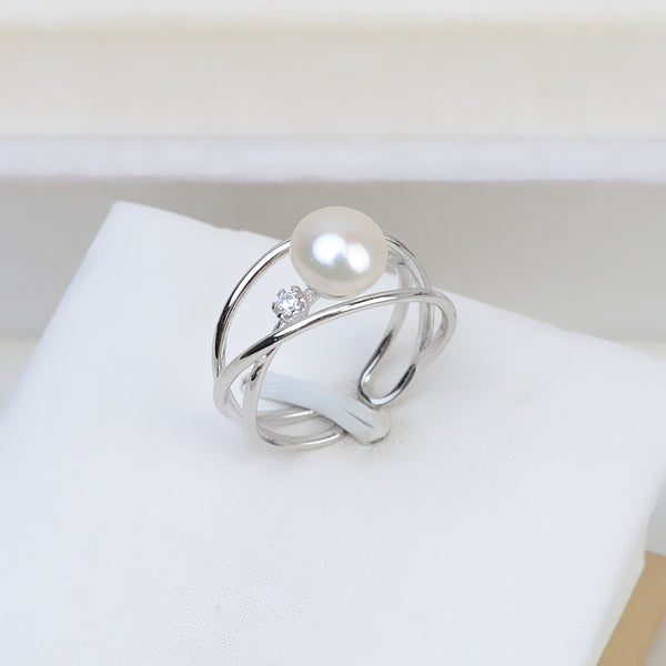 S925 Sterling silver Adjustable circles Ring holder (Doesn't include pearl) - pearlsclam