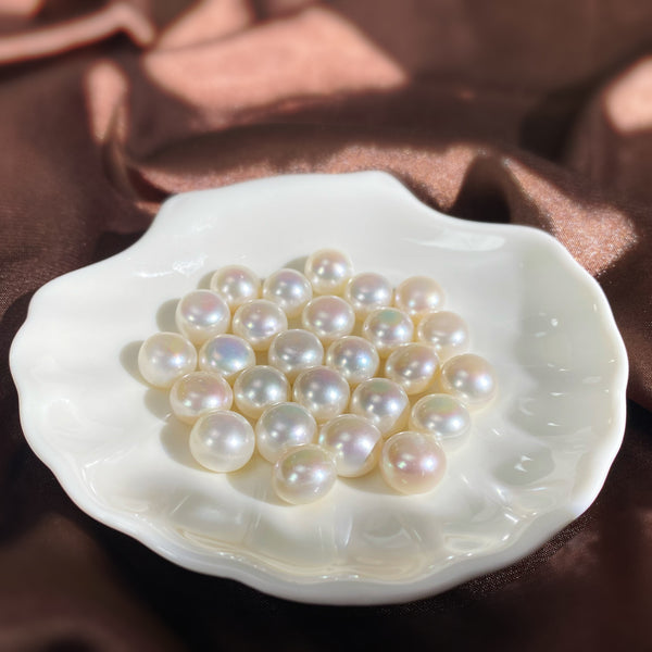Button/Bread shaped fresh water Pearls(White) - pearlsclam