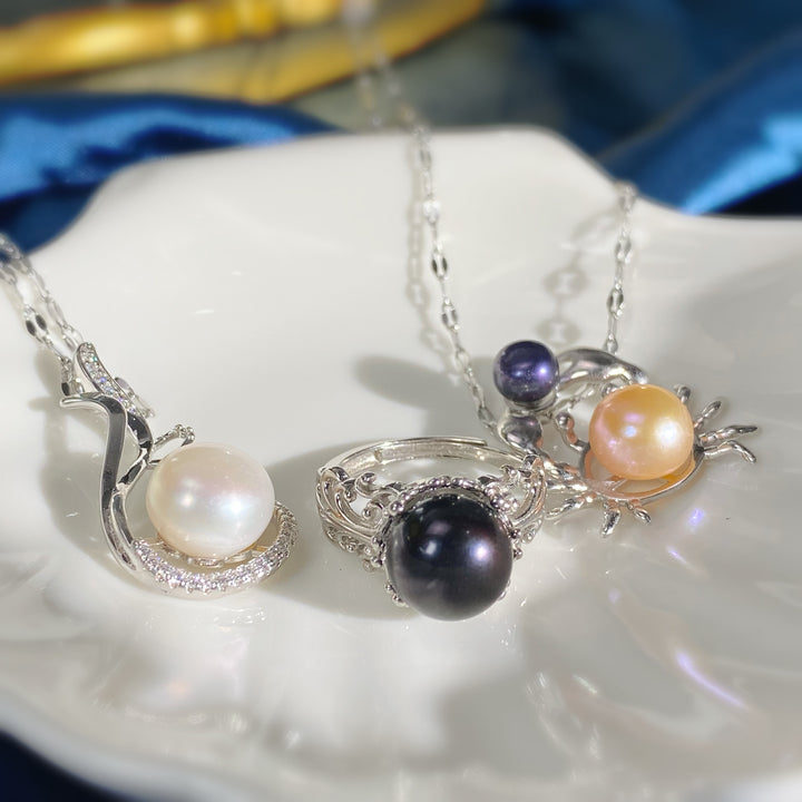 Button/Bread shaped fresh water Pearls(Black) - pearlsclam
