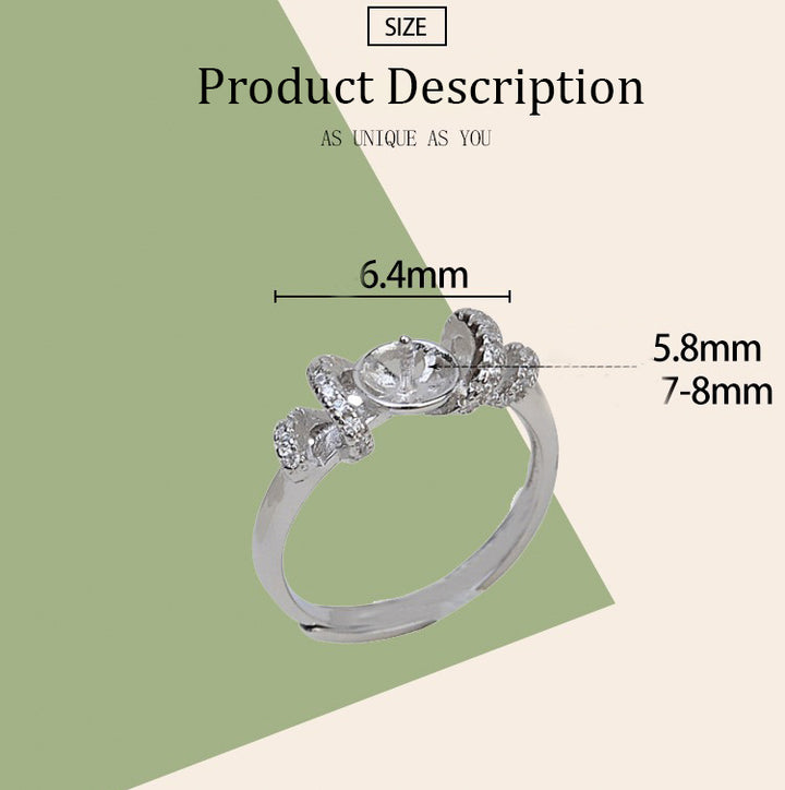 S925 Sterling silver Snake Adjustable Ring holder - pearl-shell