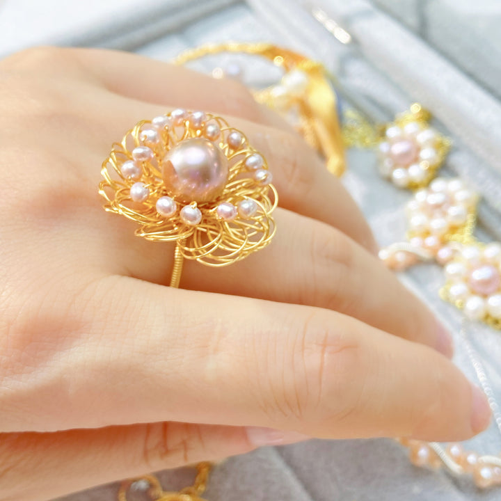Handmade Blossom Wire Wrapping Ring - pearlsclam