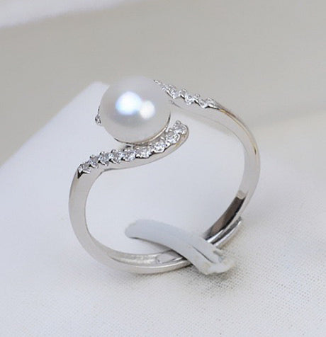 S925 Sterling silver Adjustable eyes Ring holder - pearl-shell