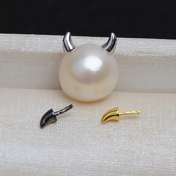 S925 silver Demon horn Pearl Holder (Doesn't include pearl) - pearlsclam