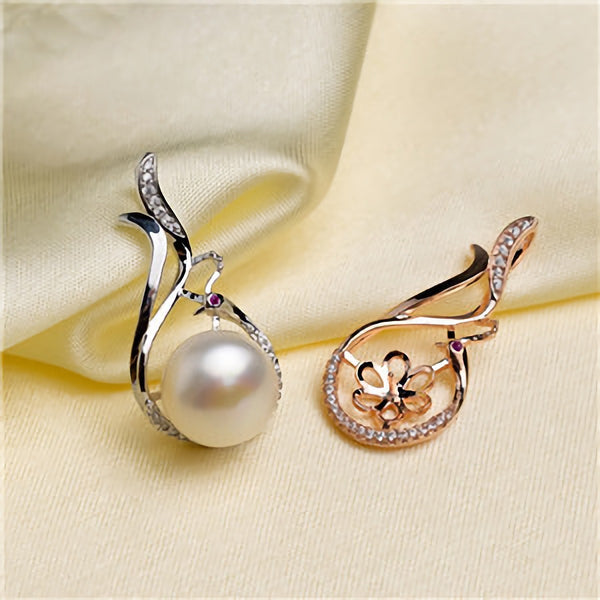 Water drop(type3) shaped Pendant Accessory Pearl Holder with chain (Doesn't include pearl) - pearlsclam