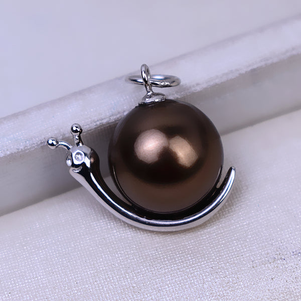 S925 Sterling silver snail Pendant Accessory Pearl Holder with chain (Doesn't include pearl) - pearlsclam