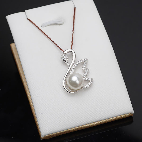 S925 Sterling Silver Swan Pendant Accessory Pearl Holder with chain (Doesn't include pearl) - pearlsclam