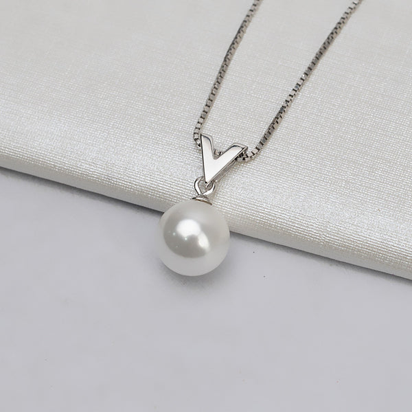 S925 Sterling Silver "V" Pendant Accessory Pearl Holder with chain (Doesn't include pearl) - pearlsclam