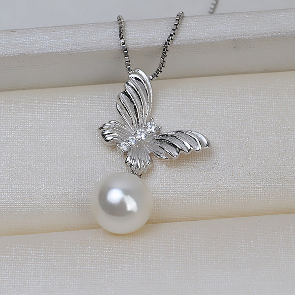 S925 Sterling Silver Butterfly Pendant Accessory Pearl Holder with chain (Doesn't include pearl) - pearlsclam