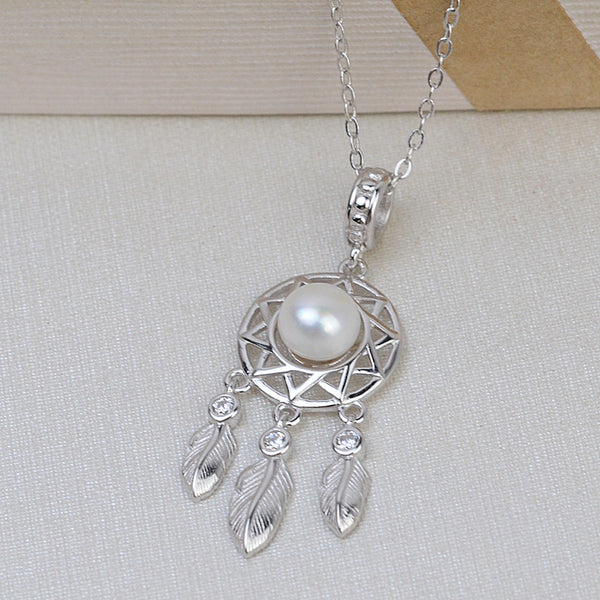 S925 Sterling Silver Dreamcatcher Pendant Accessory Pearl Holder with chain (Doesn't include pearl) - pearlsclam