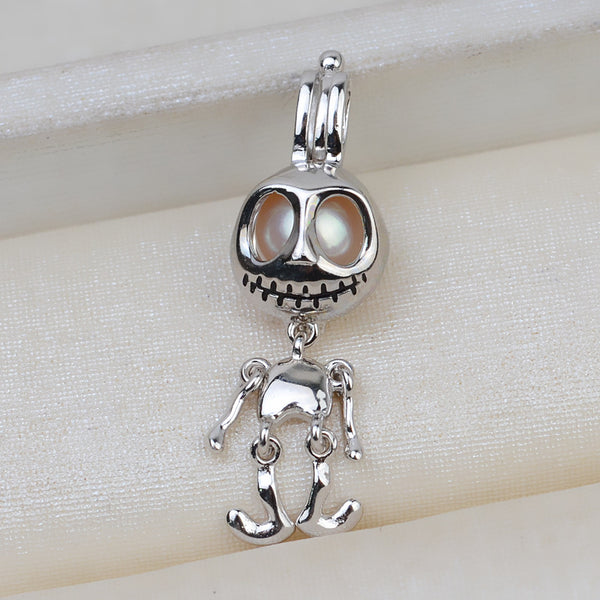 S925 Sterling Silver Little Monster Cage Pendant Accessory Pearl Holder with chain (Doesn't include pearl) - pearlsclam