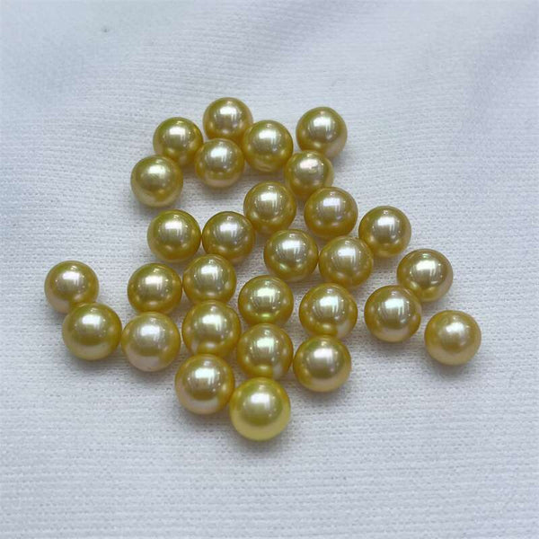 7-8mm Round shaped colored fresh water Pearls(Golden) - pearlsclam